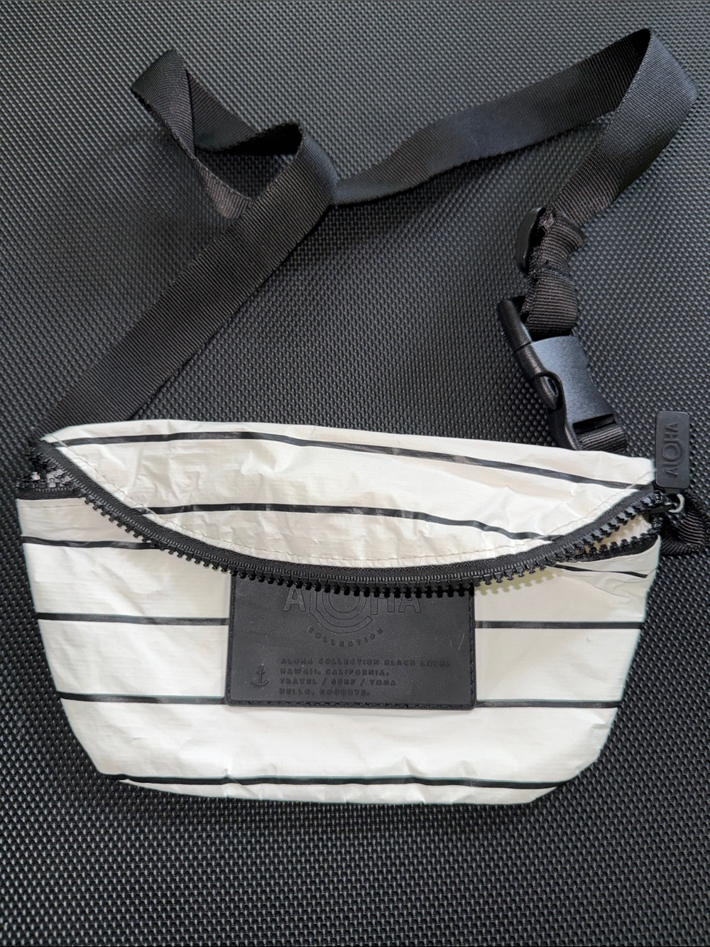 ALOHA White and Black Striped Women’s Crossbody Bag